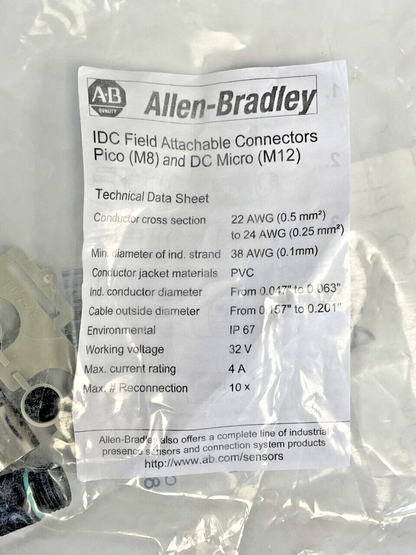 ALLEN BRADLEY - 889P-F3DC-H - SERIES B - FEMALE 3 PIN - FIELD ATTACHABLE