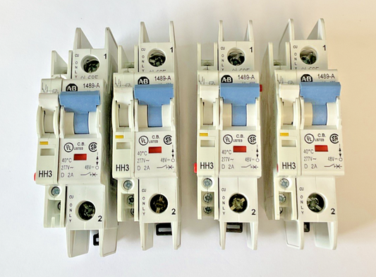 ALLEN BRADLEY 1489-A1D020 CIRCUIT BREAKER SER.A 10KA W/1489-AAHH3 ***LOTOF4***