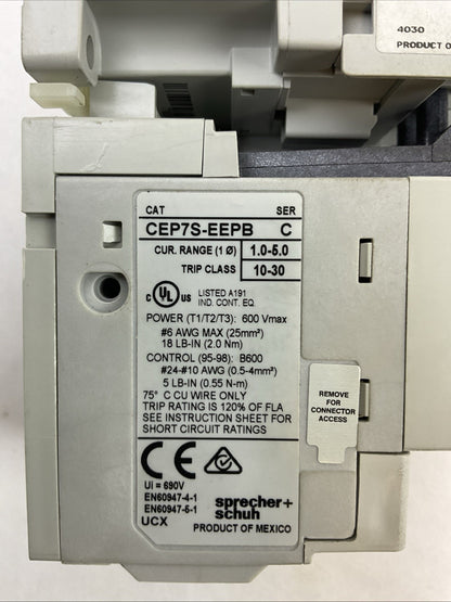 SPRECHER+SCHUH STARTER CA7-9D-01 CONTACTOR 24VDDC COIL CEP7S-EEPB 1.0-5.0AMP