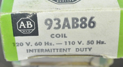 ALLEN-BRADLEY 93AB86 COIL, INTERMITTENT DUTY 120V/60Hz, 110V/50Hz - NEW SURPLUS