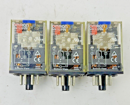 OMRON *LOT OF 3* - MKS2PIN - RELAY - 250VAC/ 30VDC, 10A RES. ,7A GEN. SINGLE PHS