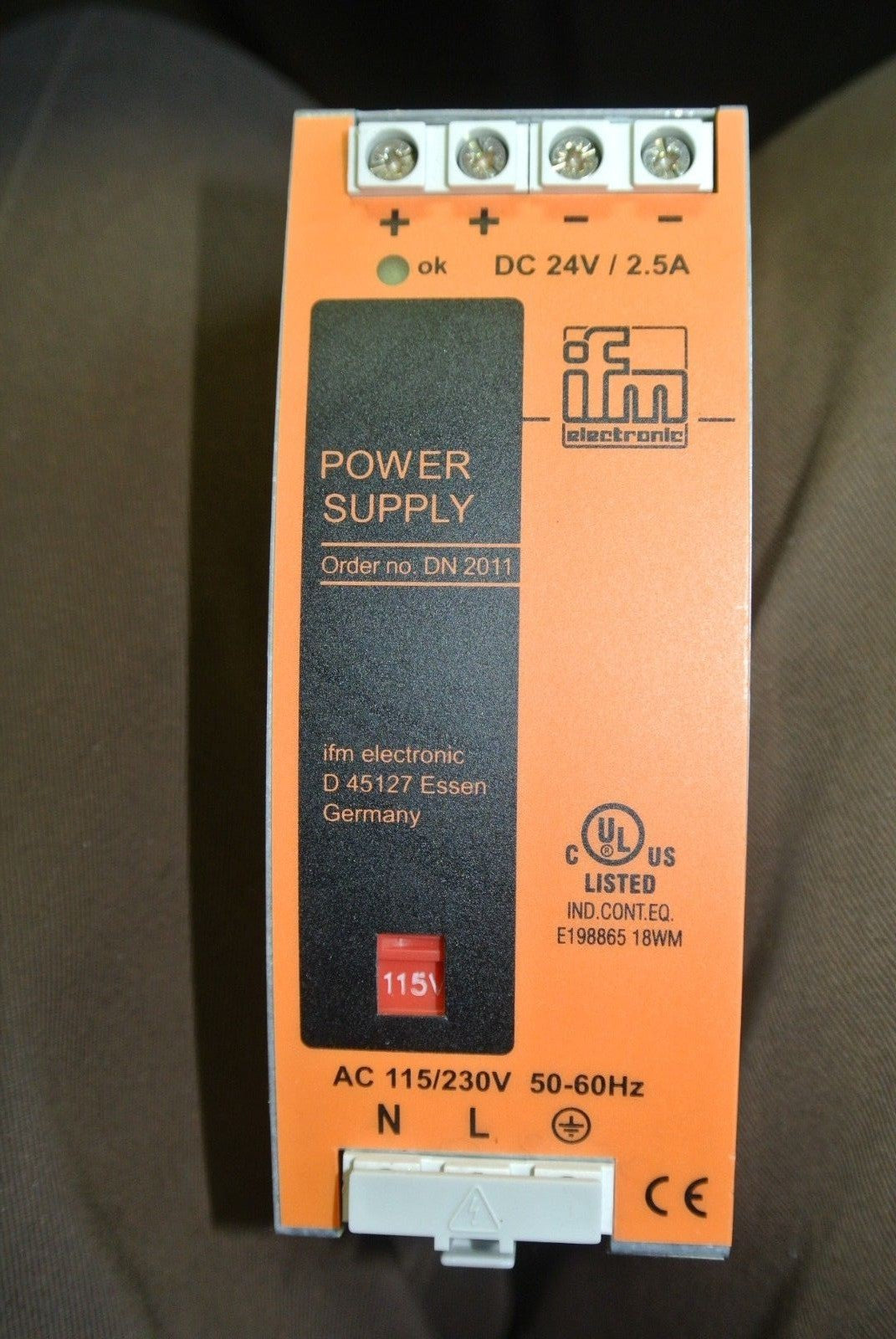 IFM DN2011 POWER SUPPLY - 115/230VAC, 50-60Hz -- 24VDC / 2.5A