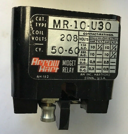 ARROW HART MR-10-U30 MIDGET RELAY 208V 50-60HZ 2POLE