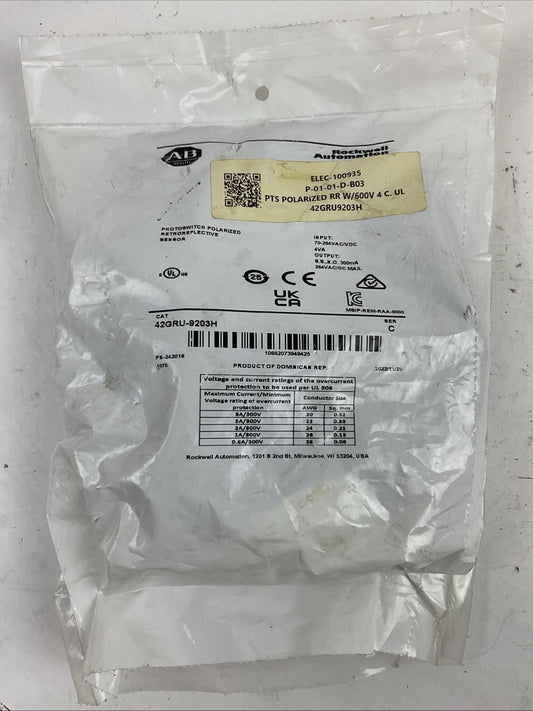 ALLEN BRADLEY 42GRU-9203H SER C PHOTOSWITCH POLARIZED RETROREFLECTIVE SENSOR