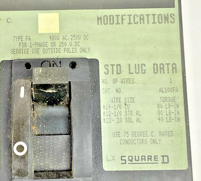 SQUARE D FH34090 CIRCUIT BREAKER 90A 3P 600VAC