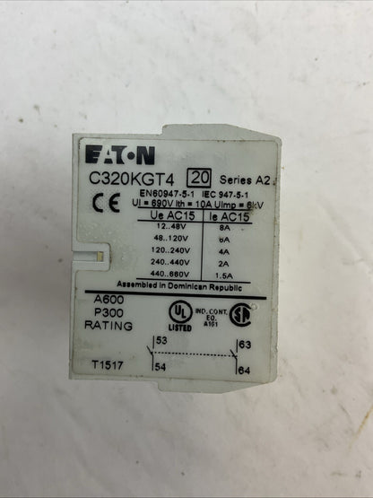 EATON C320KGT4 SER A2 FREEDOM SERIES TOP MTD AUXILIARY CONTACT 2N.O.