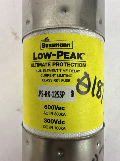 BUSSMANN LPS-RK-125SP 600VAC 300VDC 125A LOW-PEAK FUSE (LOT OF 2)