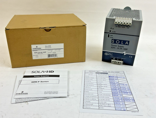 EMERSON SOLA SDN10-24-100P POWER SUPPLY 115/230VAC 5.0/2.0A 50/60 HZ