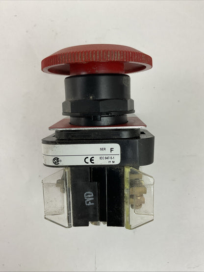 ALLEN BRADLEY 800H-FRXJT6A1 RED EMERGENCY PUSH BUTTON TWIST TO RELEASE SER F