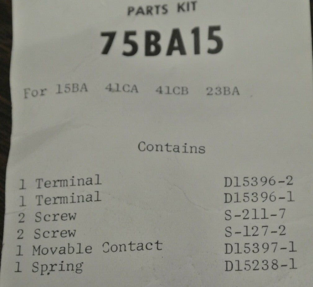 FURNAS 75BA15 CONTACT SET / NEW SURPLUS