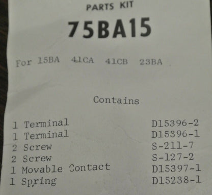 FURNAS 75BA15 CONTACT SET / NEW SURPLUS