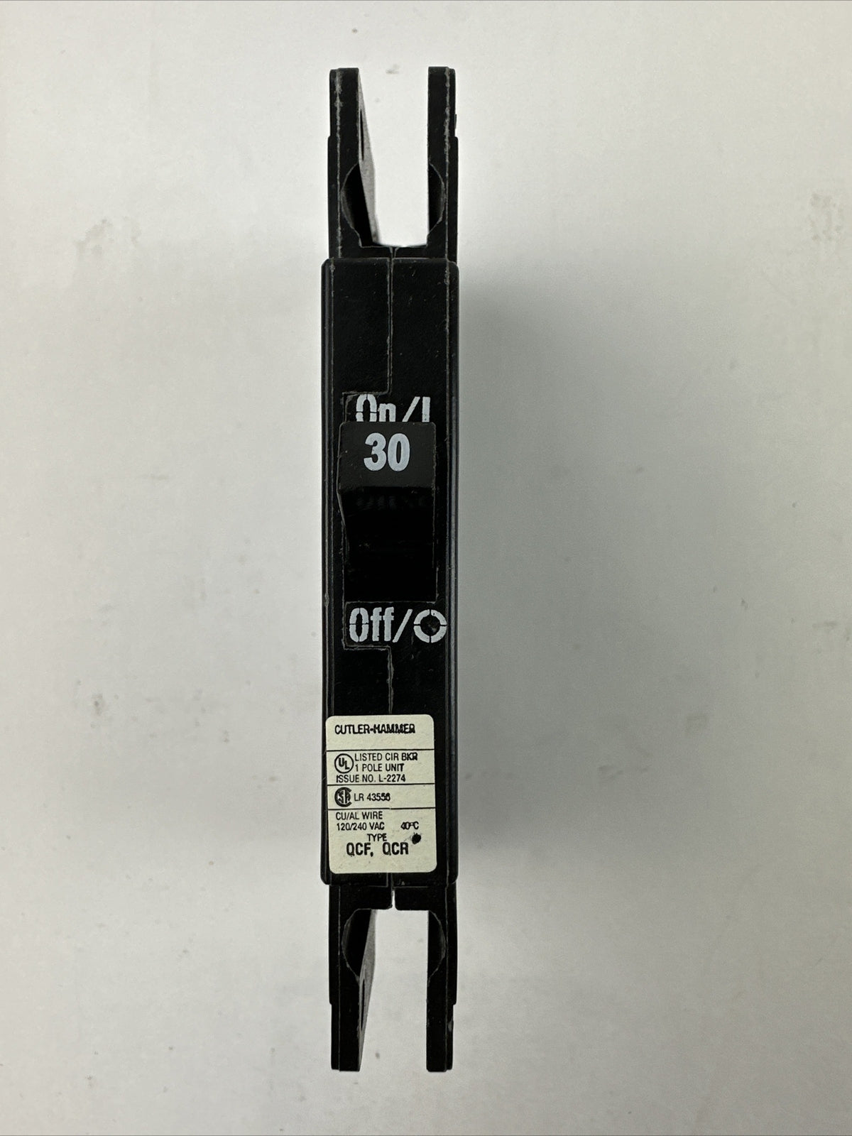 CUTLER HAMMER QCR1030T QUICKLAG INDUSTRIAL CIRCUIT BREAKER 30A 120/240VAC 1POLE