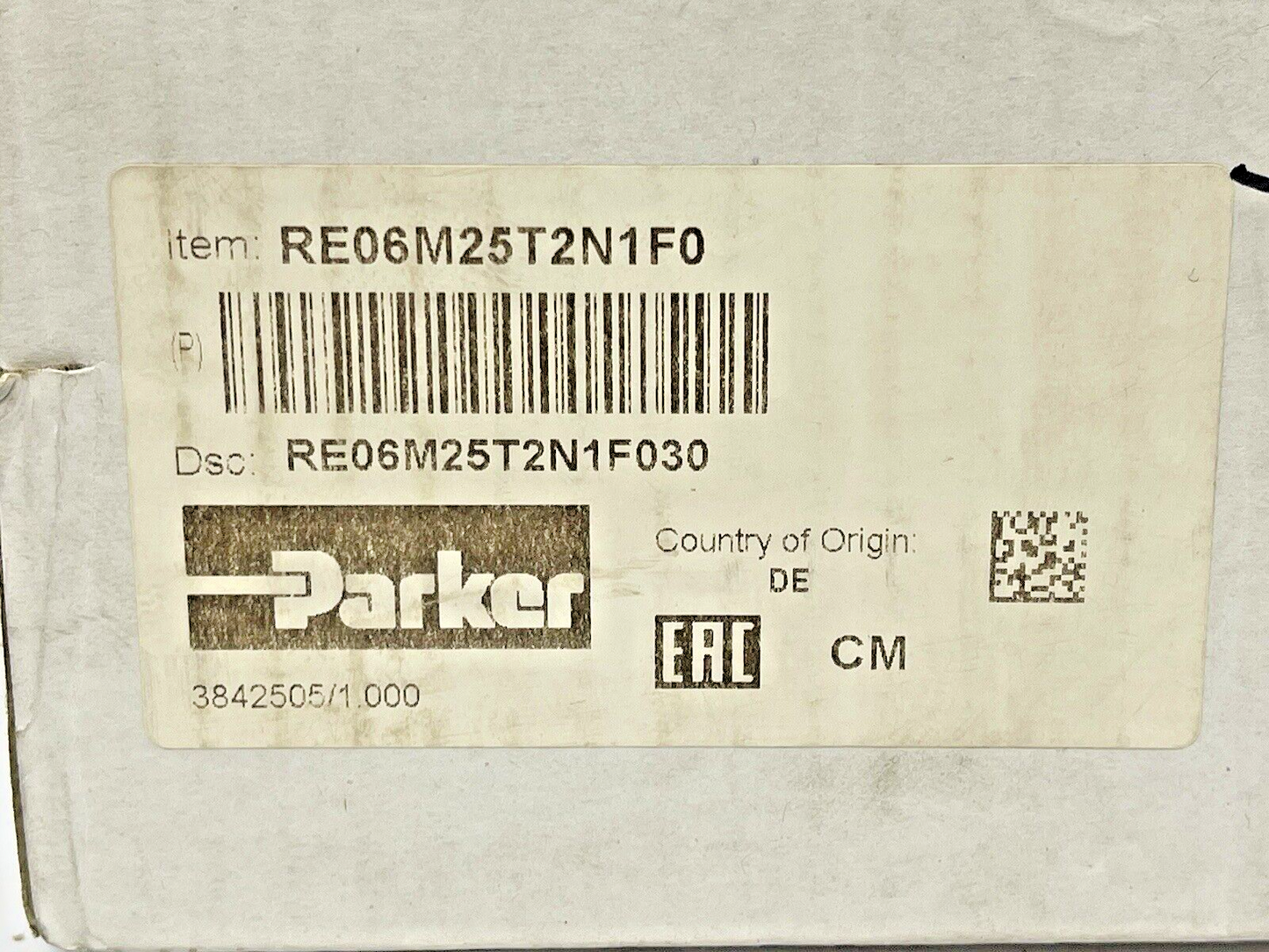 PARKER - RE06M25T2N1F030 - PROPORTIONAL PRESSURE RELIEF VALVE - SOLENOID VALVE