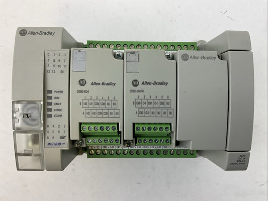 ALLEN BRADLEY 2080-LC30-24QWB SER A FW 10.011 2080-IQ4 INPUT 2080-OW4I OUTPUT