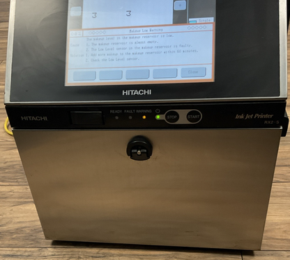 HITACHI RX2-SD160W INK JET PRINTER 240V 50/60HZ 1.2A *NO KEY SCREEN COVER OPEN*