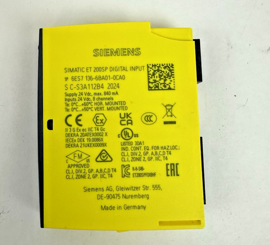 SIEMENS 6ES7 136-6BA01-0CA0 SIMATIC DIGITAL INPUT MODULE 24VDC SIMATIC ET 200SP