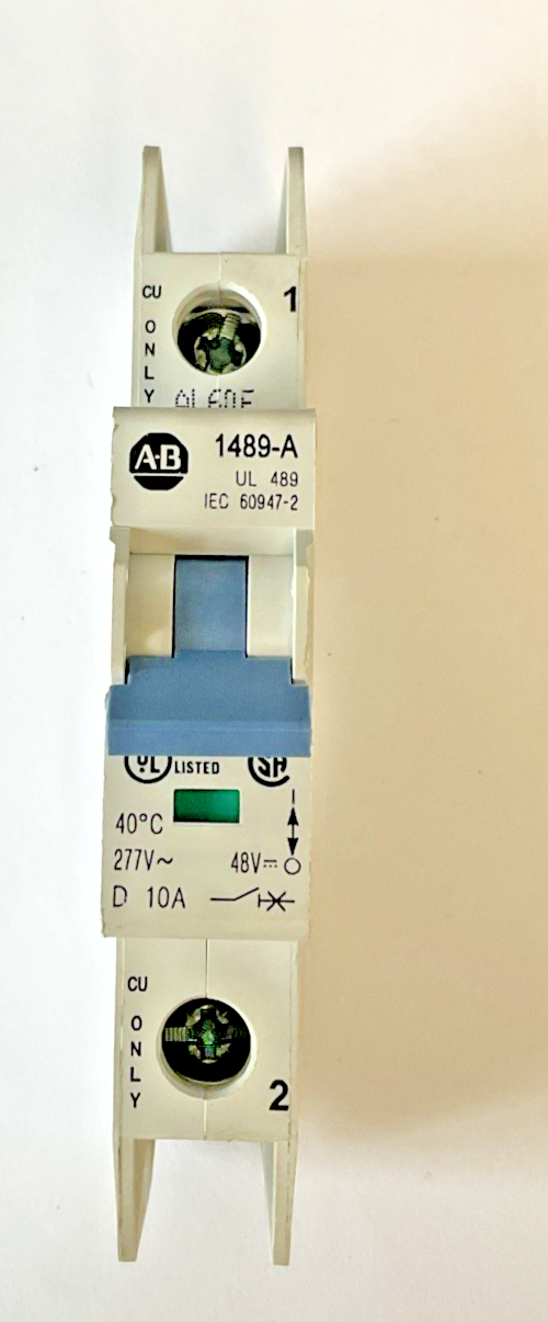 ALLEN BRADLEY 1489-A1D100 CIRCUIT BREAKER SER.A 10KA 277V 50/60HZ ***LOTOF4***