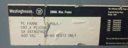 WESTINGHOUSE PC32000 MOTOR OPERATER 5661D52G01 TYPE PB-PC 120V 2A2B AUX SW