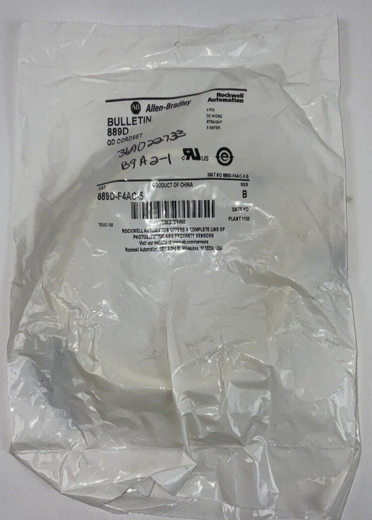 ALLEN BRADLEY 889-DF4AC-5 QD CORDSET SER.B 4 PIN DC MICRO