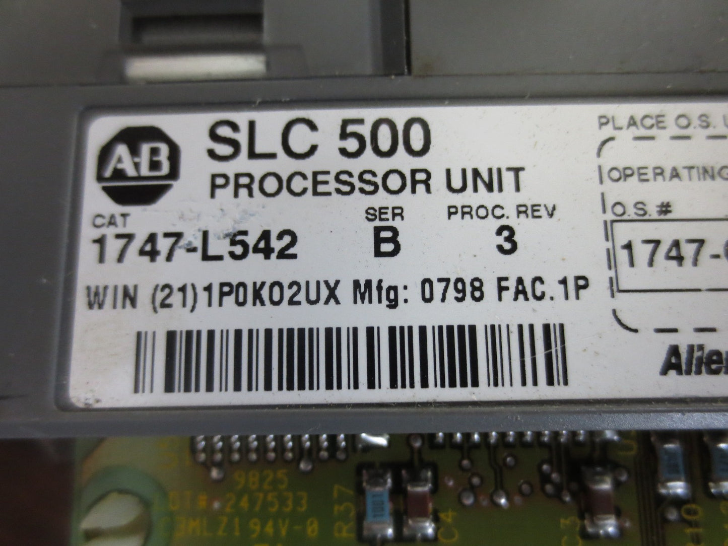 ALLEN-BRADLEY 1747-L542 Ser. B PROCESSOR UNIT MODULE - SLC500