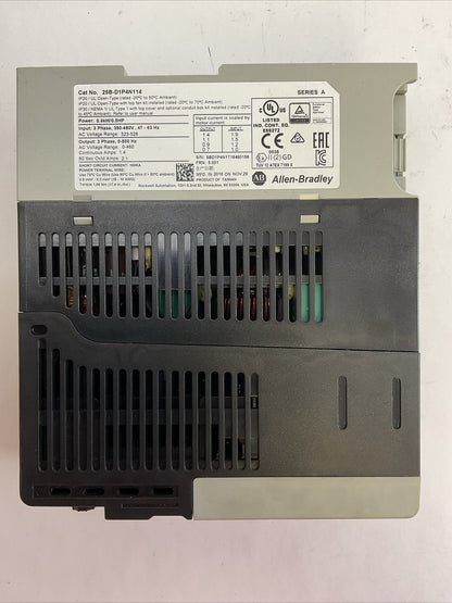 ALLEN BRADLEY 25B-D1P4N114 AC DRIVE FRN 5.001 OUTPUT 0-460VAC SER A