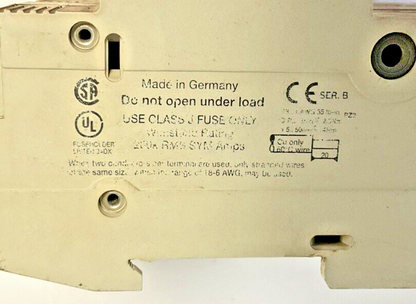 ALLEN BRADLEY 1492-FB3J30-L FUSE HOLDER SER.B 30A 600V CLASS J