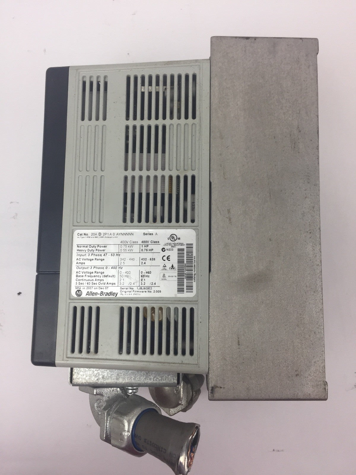 ALLEN BRADLEY 20AD2P1A0AYNNNNN AC DRIVE 3 PHASE 480V SERIES A