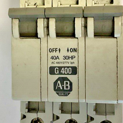 ALLEN BRADLEY 1492-CB3G400 40A 30HP MANUAL MOTOR CONTROLLER SER.C 480/277 3PH