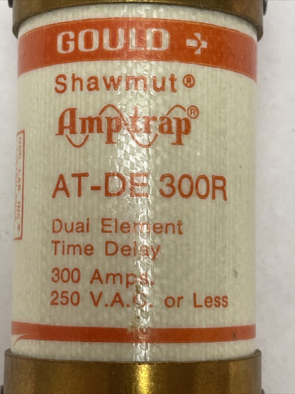 GOULD SHAWMUT AT-DE 300R AMP-TRAP DUAL ELEMENT CLASS RK5 FUSE 250VAC 300AMP