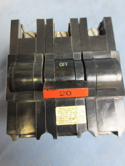 FPE AMERICAN NA320 3P20 STABLOCK CIRCUIT BREAKER 20A 240V 3-POLE