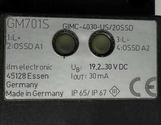 IFM GM701S INDUCTIVE SENSOR GIMC-4030-US/20SSD PROXIMITY SENSOR 30VDC 30MA