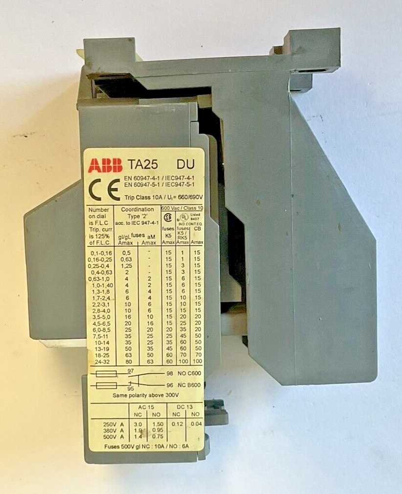 ABB TA25 OVERLOAD RELAY WITH AUX CONTACT 10A 690V