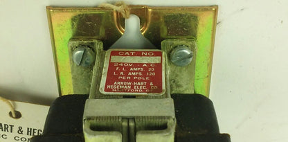 ARROW HART & HEGEMAN 27723U MAGNETIC CONTACTOR, 240V, F.L. 20A, L.R. 120A, NIB