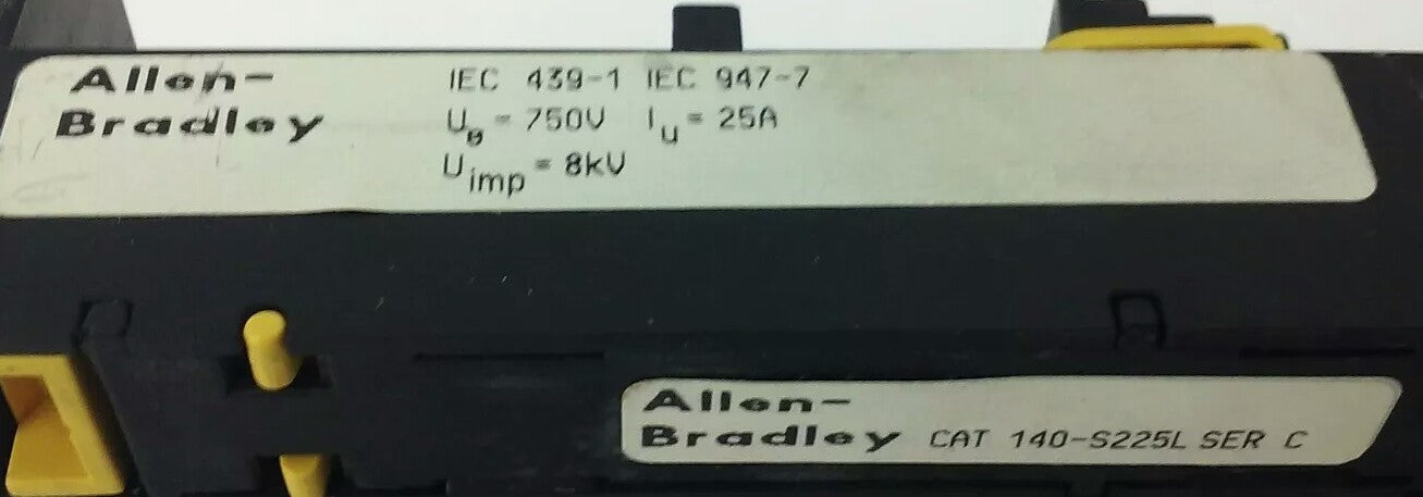 ALLEN BRADLEY 140-S225-L SER.C ,BUS BAR MODULE SNAP-ON 25A, 750V, 8KV, 140-S225L