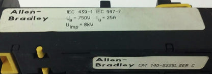 ALLEN BRADLEY 140-S225-L SER.C ,BUS BAR MODULE SNAP-ON 25A, 750V, 8KV, 140-S225L