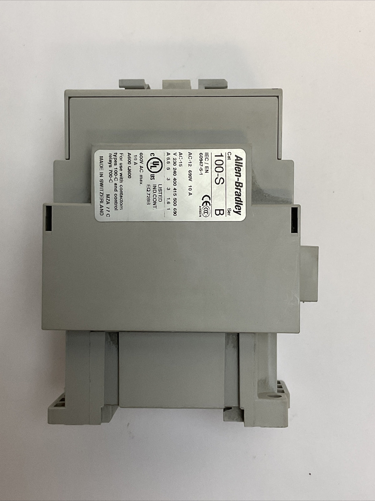 ALLEN BRADLEY 100-C30EJ01 CONTACTOR SER C 600VAC 55A 25HP 3PH COIL 24VDC
