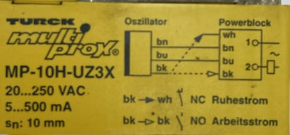 TURCK MP-10H-UZ3X PROXIMITY SWITCH 20...250VAC 5...500mA
