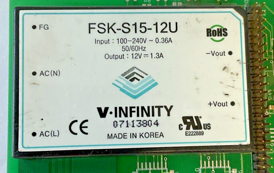 V-INFINITY FSK-S15-12U POWER SUPPLY / CIRCUIT BOARD 240VAC 0.36A 12VDC