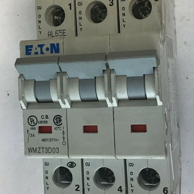 EATON WMZT3D03 CIRCUIT BREAKER 3A 480Y/277VAC 10KA 3 POLE 50/60HZ