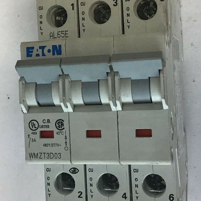 EATON WMZT3D03 CIRCUIT BREAKER 3A 480Y/277VAC 10KA 3 POLE 50/60HZ