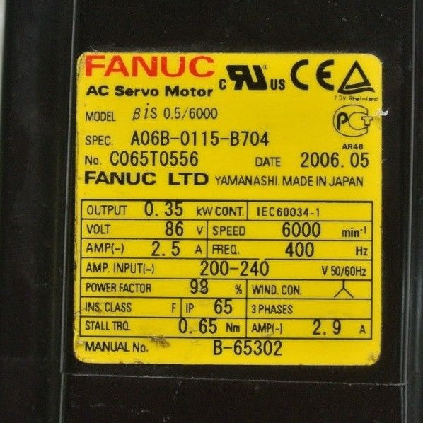 FANUC A06B-0115-B704 SERVO MOTOR + A860-2020-T341 PULSE CODER + PX50-005-001B