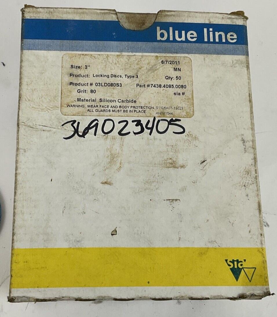 BLUE LINE 03LD080S3 LOCKING DISCS TYPE3 80GRIT QTY25  120GRIT QTY2 3"