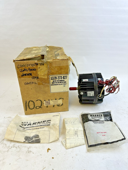 WARNER ELECTRIC UM 100-1020 CLUTCH BRAKE 90VC NEMA 48Y/56C 3600 RPM 5370-273-027