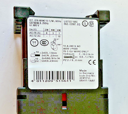 SIEMENS 3ZX1012-0RH11-1AA1 CONTACT  W/ 3RH1911-1GA22-3AA1 RELAY