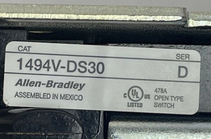 ALLEN BRADLEY 1494V-DS30 SER D DISCONNECT SWITCH 30AMP 250VDC 600VAC 7.5HP