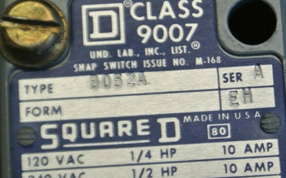 SQUARE D 9007 BO52A Ser. A / HEAVY DUTY LIMIT SWITCH / NEW SURPLUS in BOX