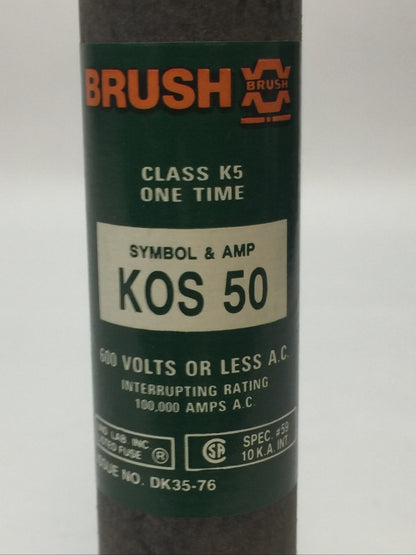 BRUSH KOS50 CLASS K5 ONE TIME FUSE 50AMP 600VAC (LOT OF 14)