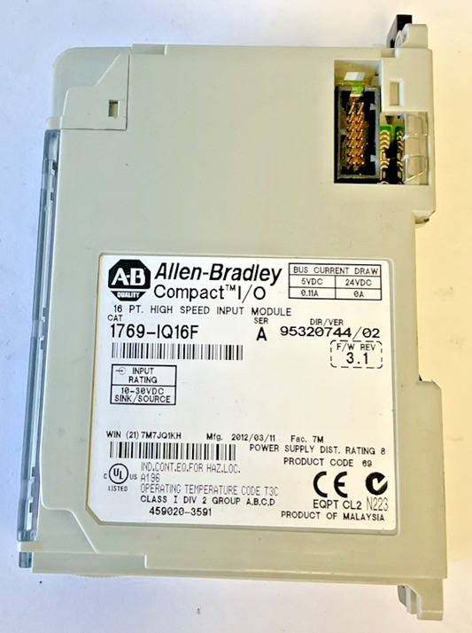 ALLEN BRADLEY 1769-IQ16F INPUT MODULE SER.A DIR/VER 95320744/02 FW REV: 3.1