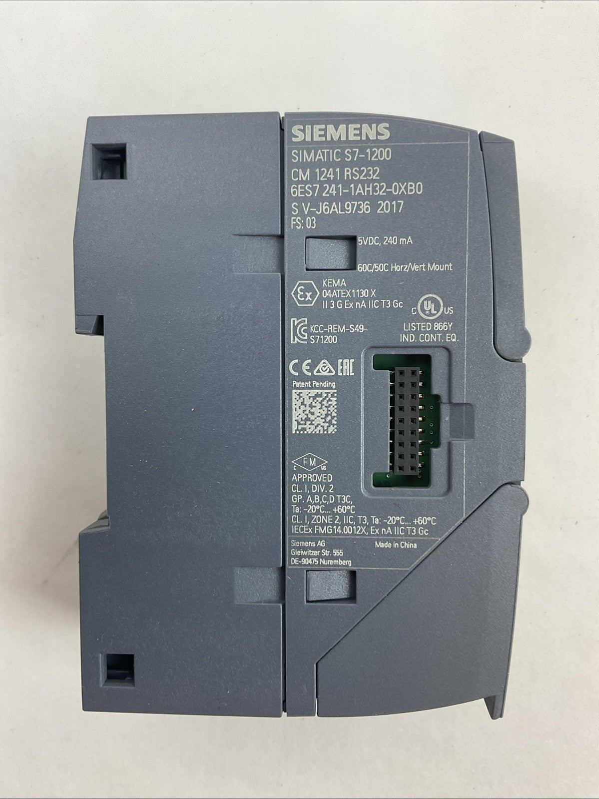 SIEMENS 1P 6ES7 241-1AH32-0XB0 SIMATIC S7-1200 CM 1241 RS232 COMMUNICATION MODUL