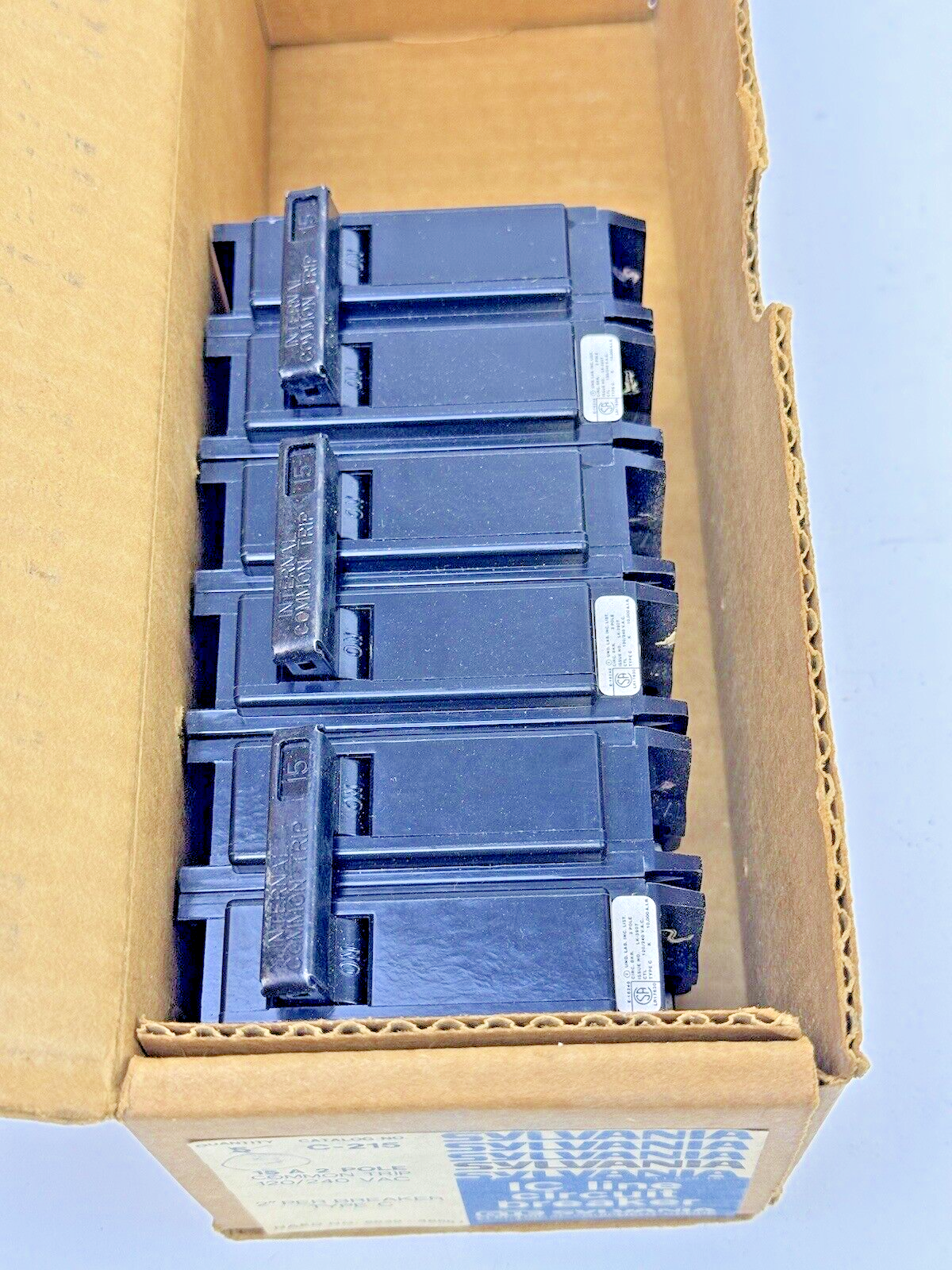 GTE SYLVANIA *BOX OF 3*-C-215- 2 POLE, 15 A, 240 VAC LC LINE CIRCUIT BREAKER
